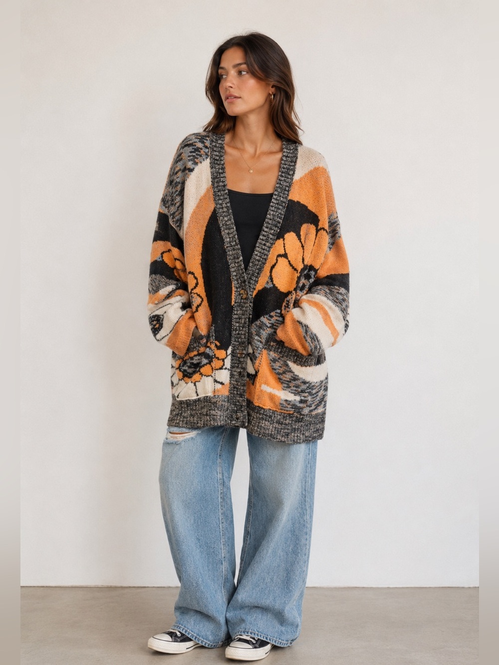 Free People August Cardi Peach Petals Size Large
